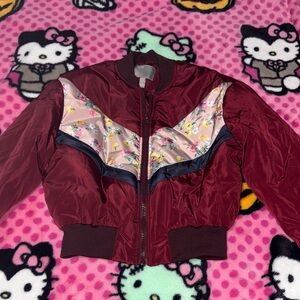 ASOS Floral Burgundy Puffer Jacket